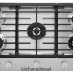 פלדת אל - חלד KitchenAid כיריים גז 36 אינץ' 5 מבערים עם פסים מכשירים 4PF80N159