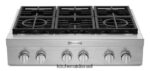 פלדת אל - חלד KitchenAid משטח גז 36 אינץ' 6 מבערים בסגנון מסחרי מכשירים 4PF80N162 - Image 2