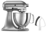 קונטור כסף KitchenAid מערבל סטנד עם ראש הטיה מסדרת artisan 5 ליטר עם מקצף קצה גמיש מכשירים 4PF80N82