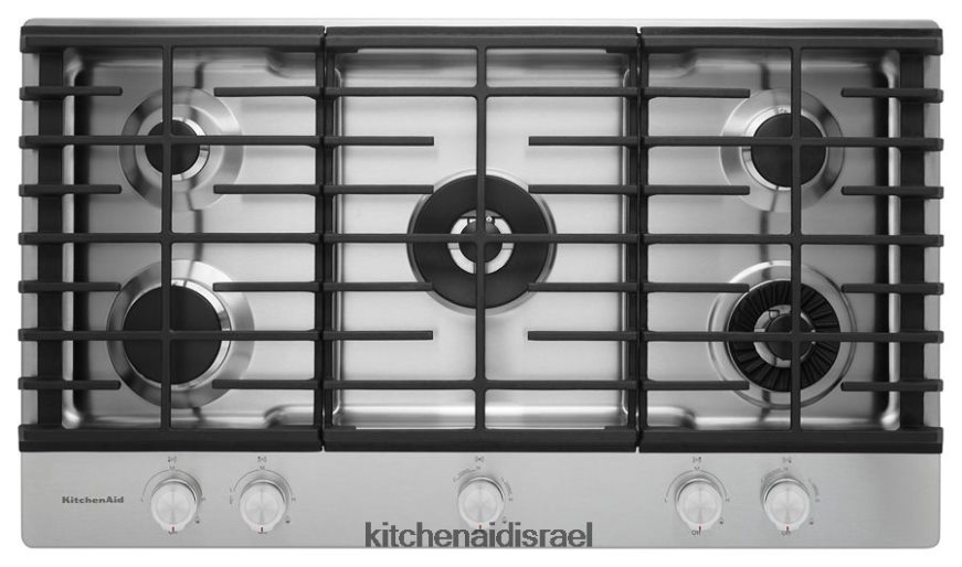 פלדת אל - חלד KitchenAid כיריים גז 36 אינץ 5 מבערים עם פסים מכשירים 4PF80N159