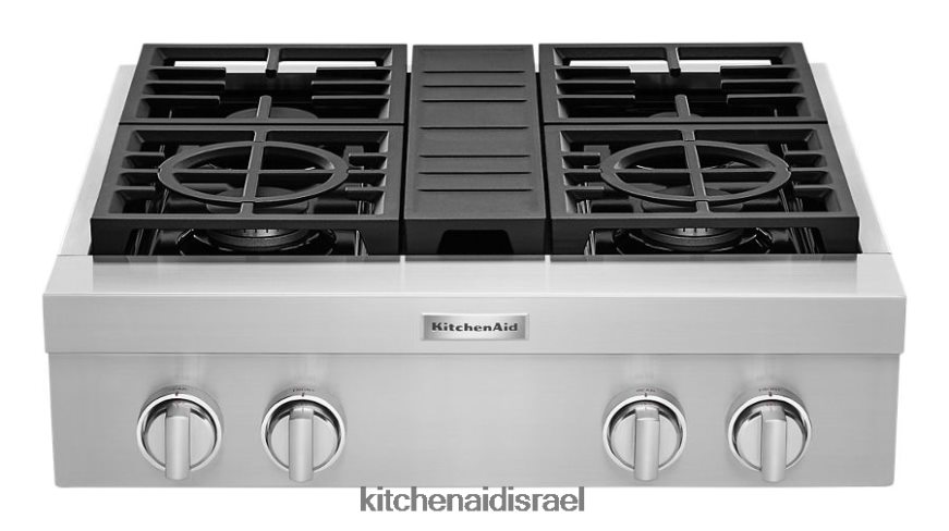 פלדת אל - חלד KitchenAid משטח גז 30 אינץ 4 מבערים בסגנון מסחרי מכשירים 4PF80N149